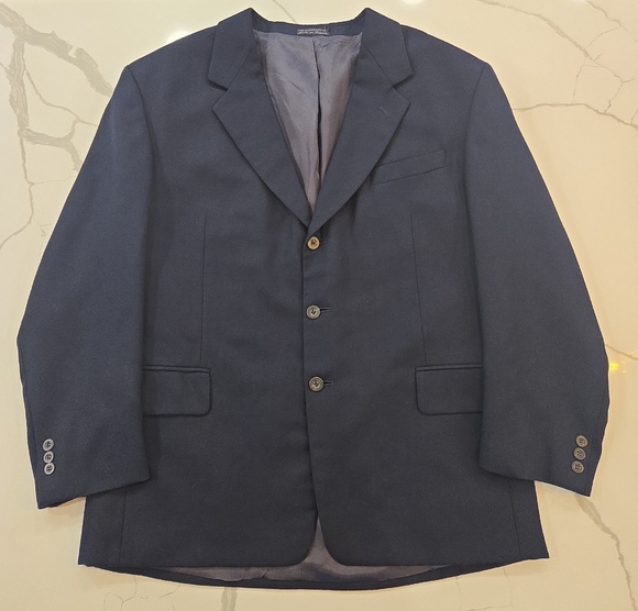 VTG 100% Virgin Wool Single Breasted Classic Navy Blazer Sports Jacket Size 46R - Picture 1 of 12